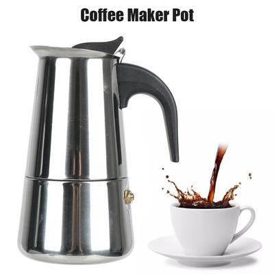 Coffee Maker Pot Moka Coffee Maker Stainless Steel Mocha Espresso Latte Stovetop Filter 2/4/6/9 Cups Coffee Pot for Kitchen