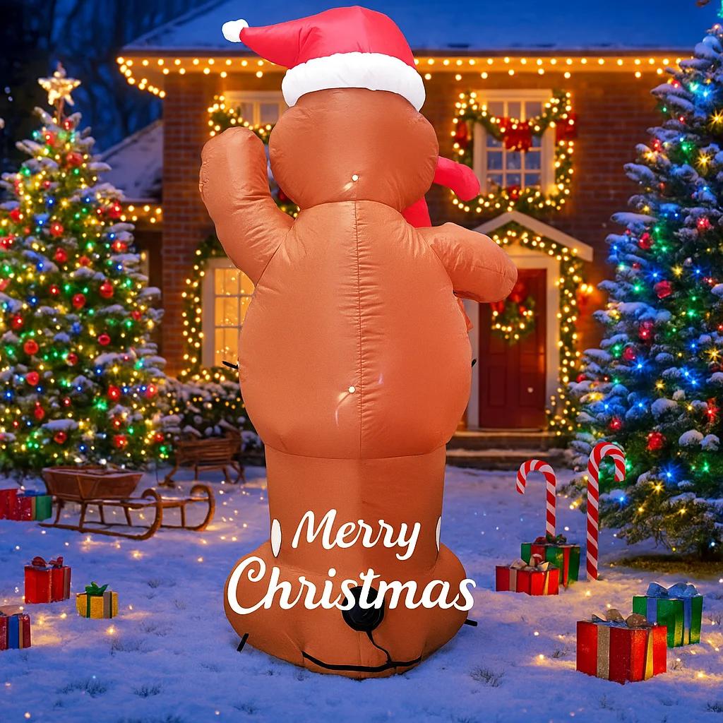 4.92FT Christmas Inflatable Toys With LED Lit Xmas Gingerbread Man Festive Gift Supplies Home Ornament Christmas Yard Decoration