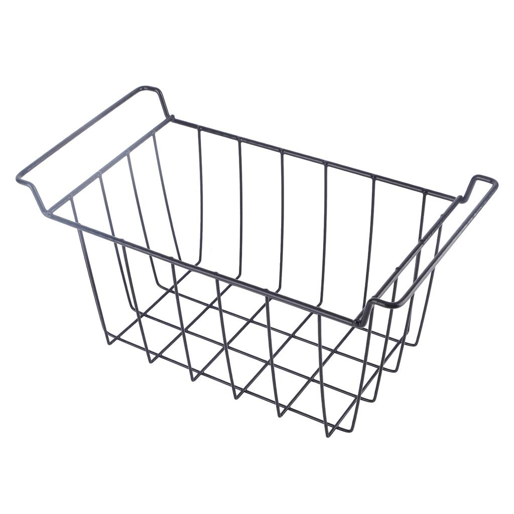 2 Pcs Freezer Wire Storage Basket PE Coated Hanging Rack Organizer Bin Black for Refrigerator Shelves