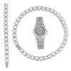 3pcs Copper Watch Jewelry Set Iced Out Cube Sugar Chain+Bracelet With Stylish Inlay Diamond Watch For Men Women Trend Party Gift