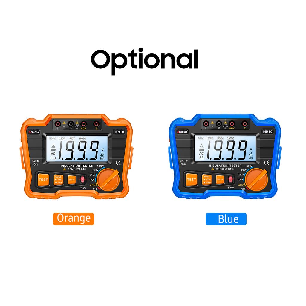 ANENG MH10 Digital Megohmmeter Insulation Resistance Tester 100V/ 250V/ 500V/ 1000V Voltmeter LCD Display Screen Multimeter