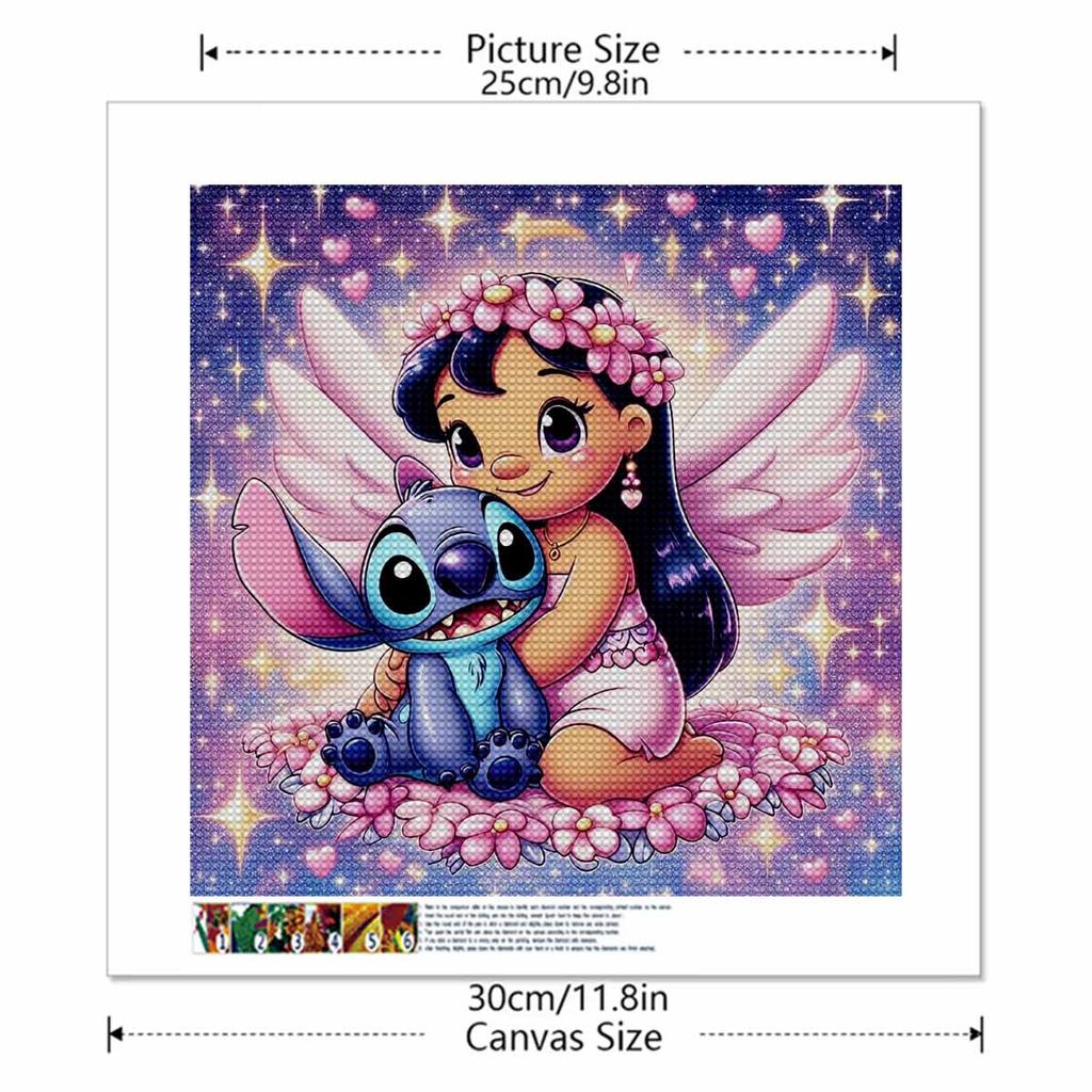 5D DIY Diamond Painting Kit, Lilo & Stitch , Adult Beginner 5D Round Diamond Embroidered Crystal Mosaic Crafts, Suitable for Home Wall Settings