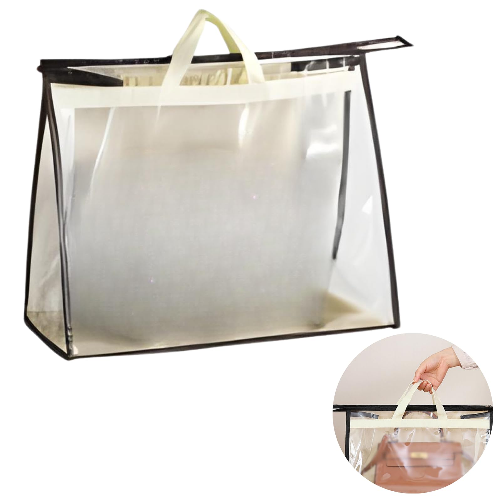 

Bag Handbag with for Stuffed Bags Medium 5 Storage, Storage, Transparent, Handles, Closets, Animals, Dustproof, Backpacks, (Beige, Size, Pieces) бежевый
