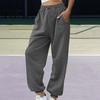 Women Commuting Pants Sweatpants Elastic High Waist Adjustable Drawstring Harem with Pockets Solid Color Loose Lounge Lambskin Fabric Casual