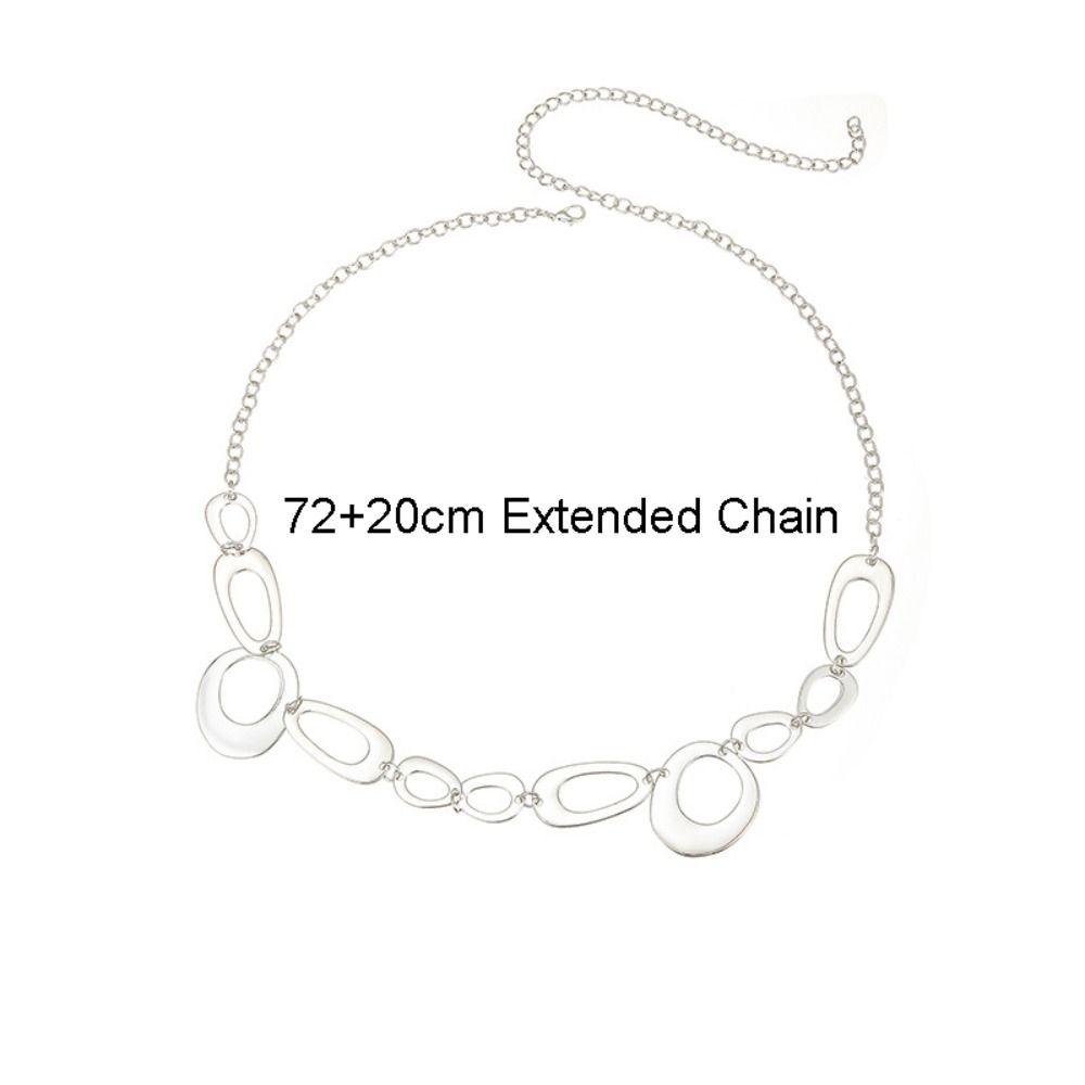 Y2K Chain Belt Geometric Shape Metal Ring Belt Luxury Hollow Waist Chain Woman Fashion