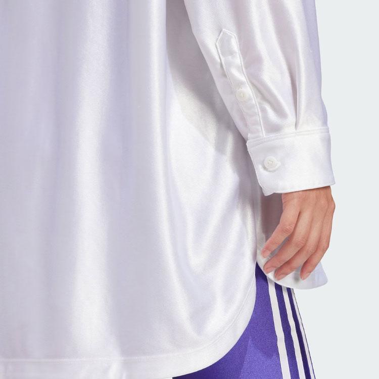 Adidas Originální Nadměrné Saténové Sportovní Tričko Dámské Topy Bílé IS4591