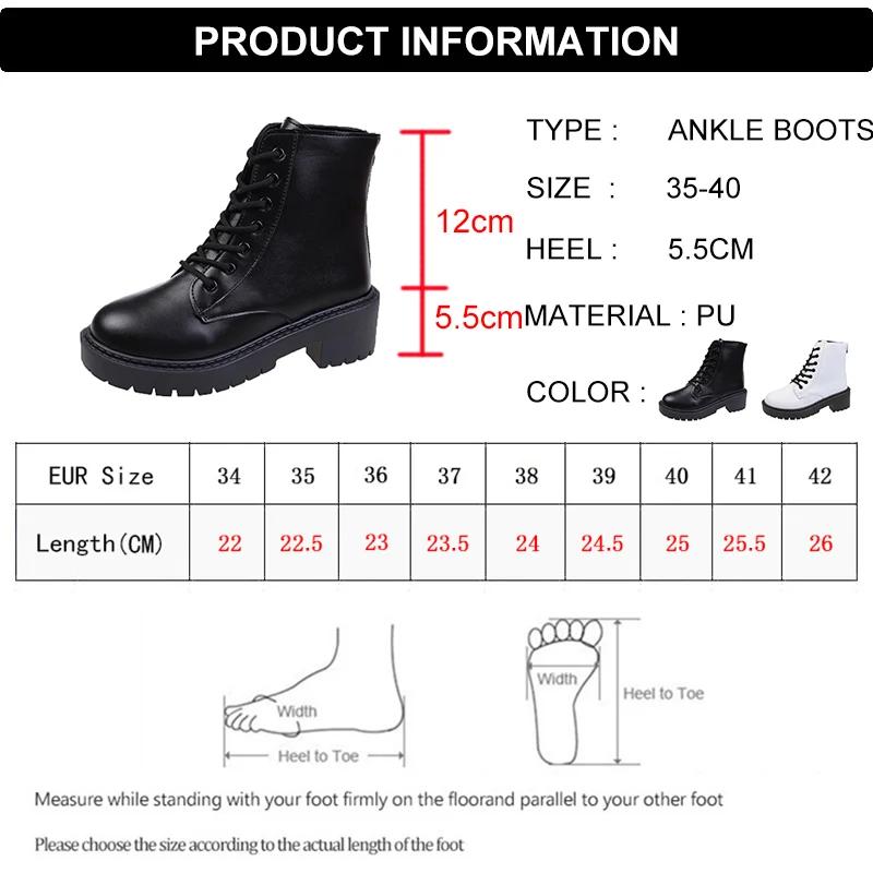White Chunky Platform Combat Boots Women 2025 Back Zipper Pu Leather Ankle Boots Woman Punk Thick Bottom Motorcycle Botas Mujer