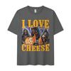 Funny I Love Cheese Skeleton Meme Graphic T Shirt Men Vintage Oversized Short Sleeve T-shirts Fashion High Quality Cotton Tshirt