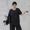 Plus-Size Women's Clothing for Slightly Chubby Girls, Casual Style Linen Vest, Cardigan, T-Shirt, and Pants Three-Piece Set