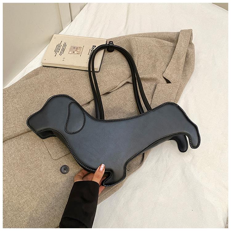 Three-dimensional Dachshund Shoulder Bag PU Leather Retro Dog Shaped Handbag Korean Design Underarm Bag Funny Cartoon Purse Sac