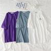 Women's Korean Style Loose Fit Round Neck Summer Tee - Short Sleeve Weather Print
