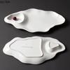 White Ceramic Dinner Plate Dumpling Plates with Sauce Grid Boiled Shrimp Plate Sushi Plates Dim Sum Dish Snack Bowls Fruit Trays