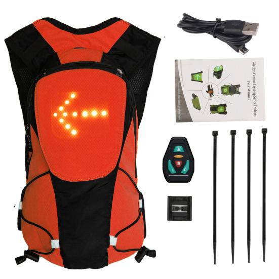 5L Cycling Backpack Luminous LED Turn Signal Reflective Safety Night Riding Running Camping USB Rechargeable Outdoor Waterproof Bag