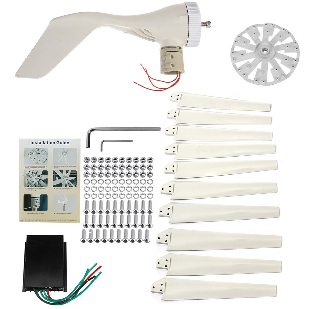 4000W Wind Generator 12V 24V 10 Blade White Wind Turbines Horizontal Home Powers Windmill Energy Turbines Charge