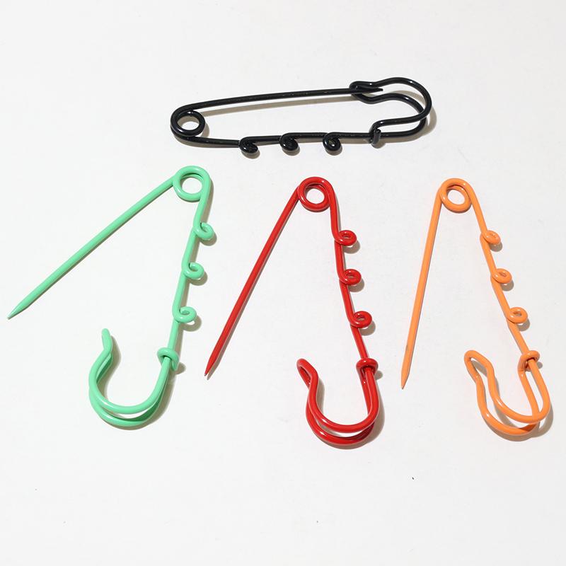 10pcs Crafts Safety Pins Brooch Metal Sewing Pins 61x17mm Clothes Pins with 3 Loops for Tags DIY Jewelry Making Accessories