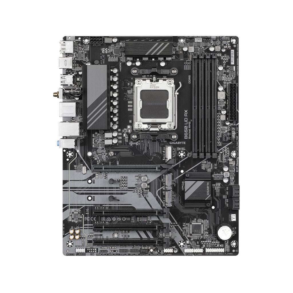 GIGABYTE B650 UD AX AM5 LGA 1718 AMD B650 ATX PCIe PCIe USB Gen2x2 GbE (rev. 1.0) DDR5, 4.0 M.2, 4.0, 3.2 Typ-C, Wi-Fi 6, LAN, Q-Flash, EZ-Latch