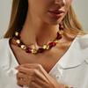 Fashion Irregular Smudge Resin Beaded Necklace, Personalized Geometric Special-Shaped Ccb Collarbone Chain Necklace
