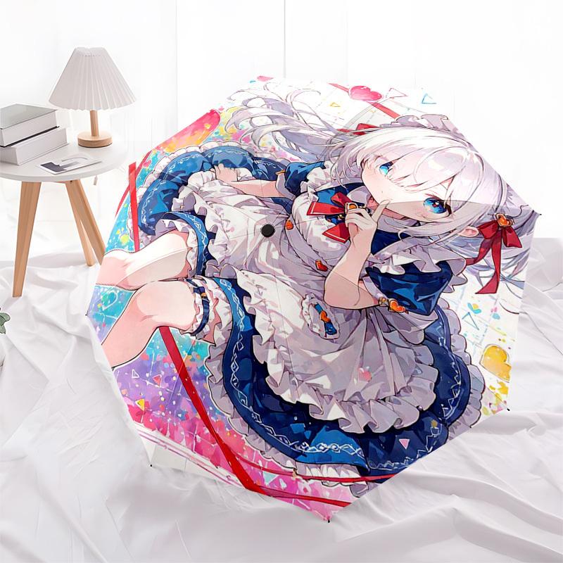 1pc Anime Character Outdoor Umbrella - Automatic Opening/Closing, Portable 3-Fold Design, 8-Bone Iron Frame, Perfect Gift for Fans, Travelers, Da