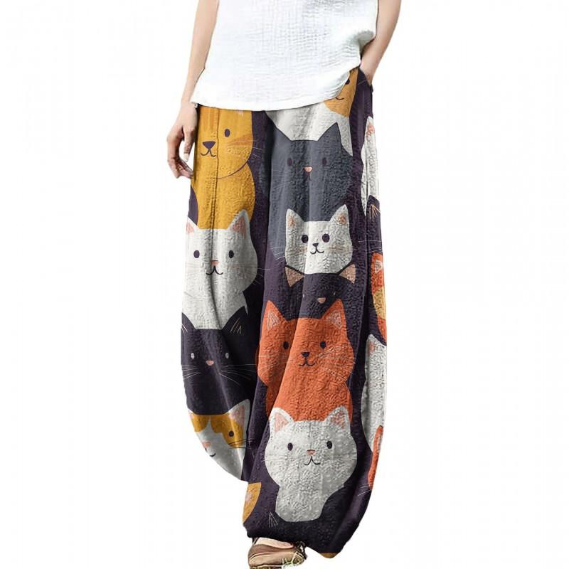 Womens 3D Print Street Style Loose Fit Harem Pants Casual Fashion Trousers