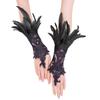 Wristband Halloween Feather Gloves Embroidery Retro Feather Lace Glove Gothic Dark Women Halloween Cuffs Cosplay Props