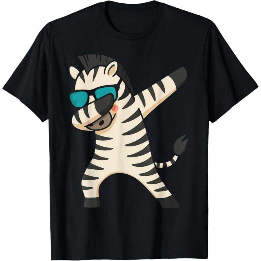 Funny Dabbing Zebra with Sunglasses T-Shirt S
