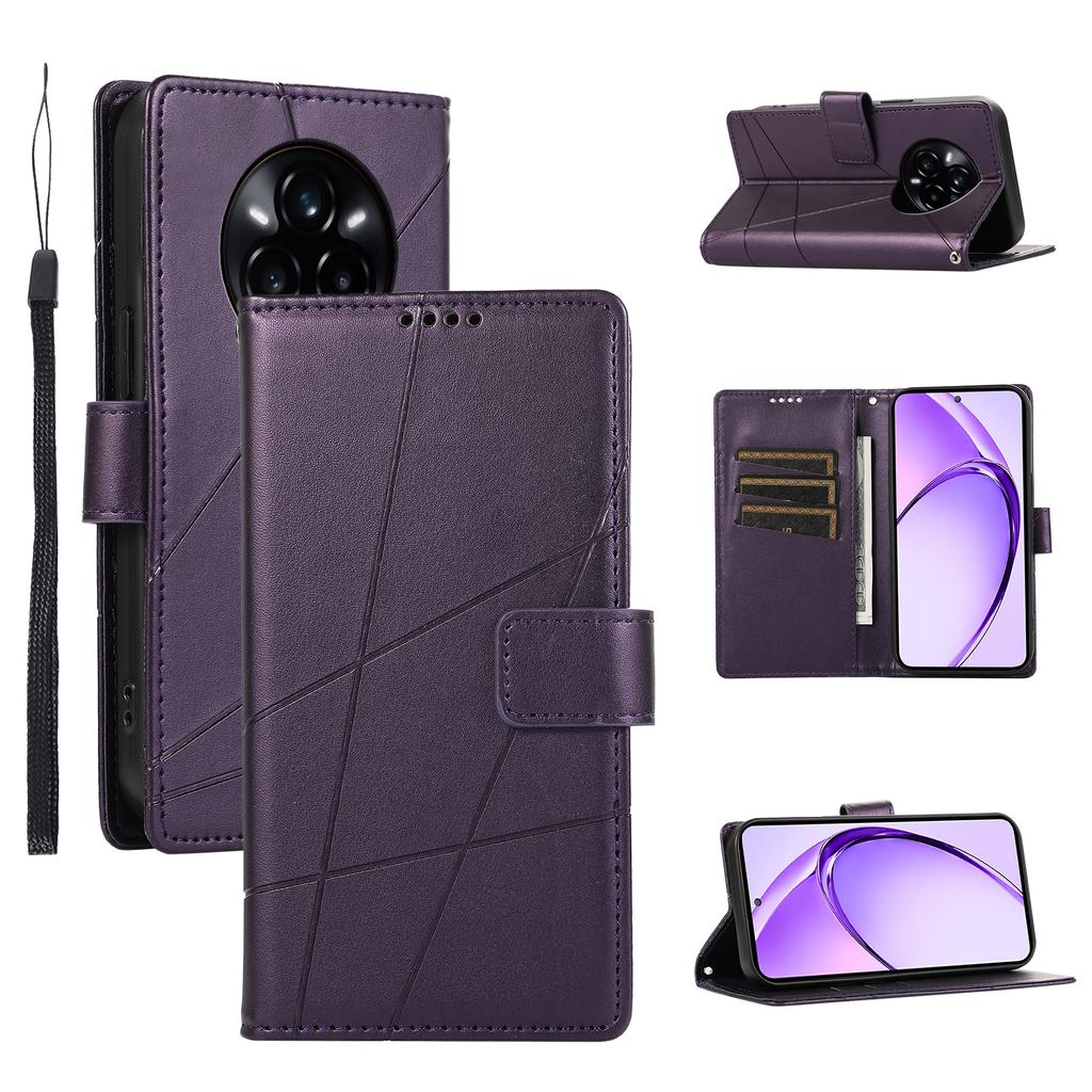 DF-06 For Realme 14 Pro 5G Phone Case Line Imprint Leather Wallet Cover