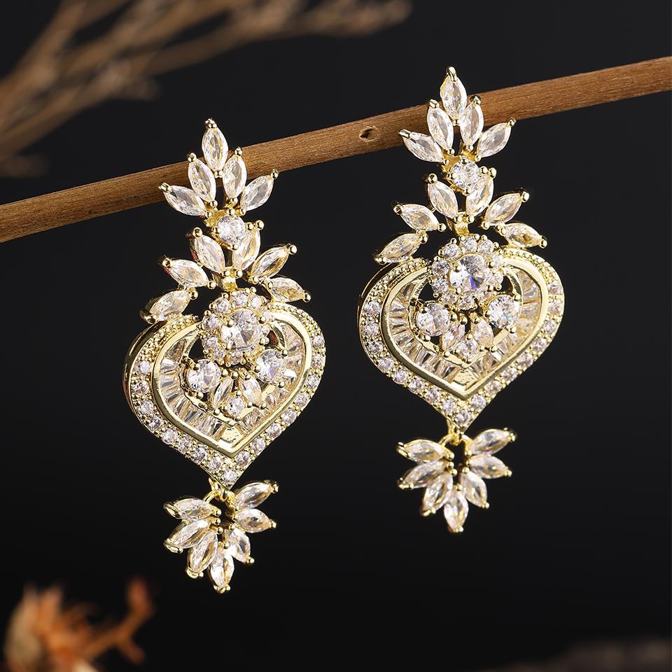 Luxury Big Clear Zircon Long Dangle Earrings Exquisite Shiny CZ Bridal Earring for Women Wedding Zircon