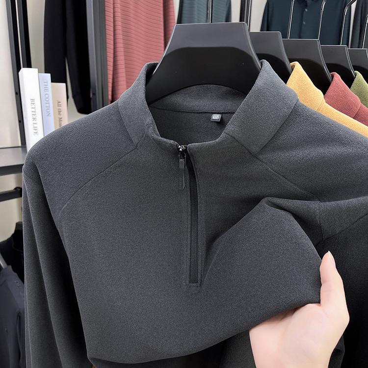 Men's Woodpecker Half-Zip Stand-Up Collar Long-Sleeve German Velvet Sweatshirt