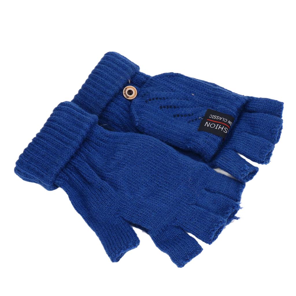1 Pair USB Heated Gloves Electric Heating Thermal Knitting Gloves Half Finger Winter Hand Warmer for Working Blue