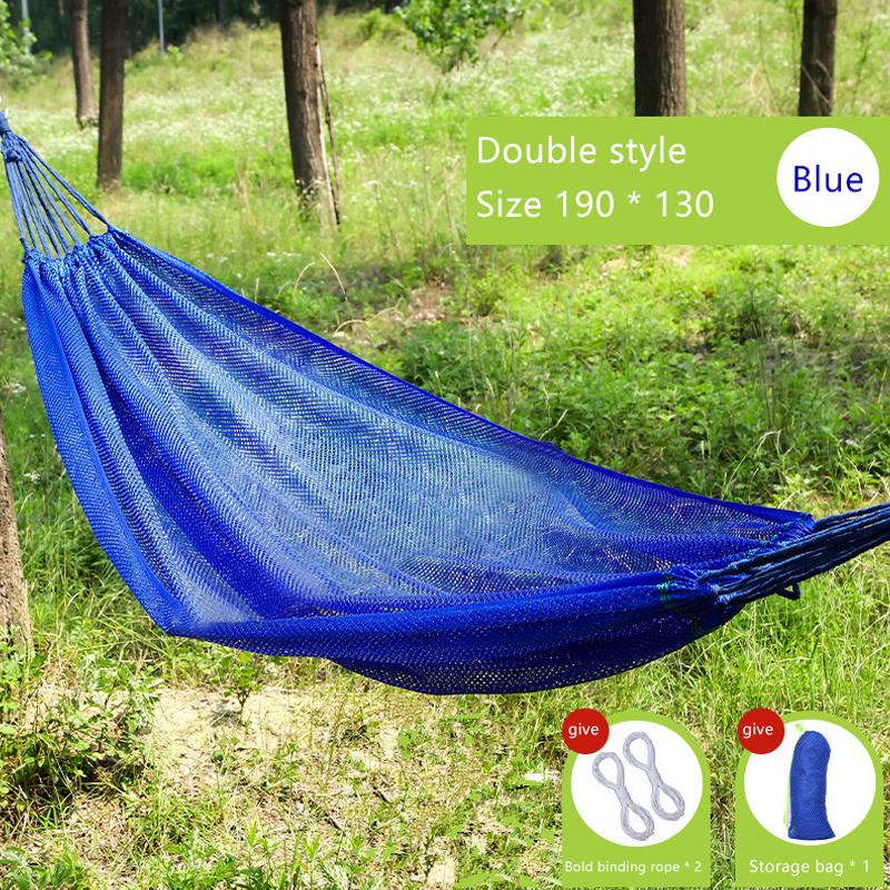 Outdoor Portable Camping Swing Ice Silk Hammock Sturdy Thickened Nylon Mesh Hammock Breathable Garden Hanging Swing