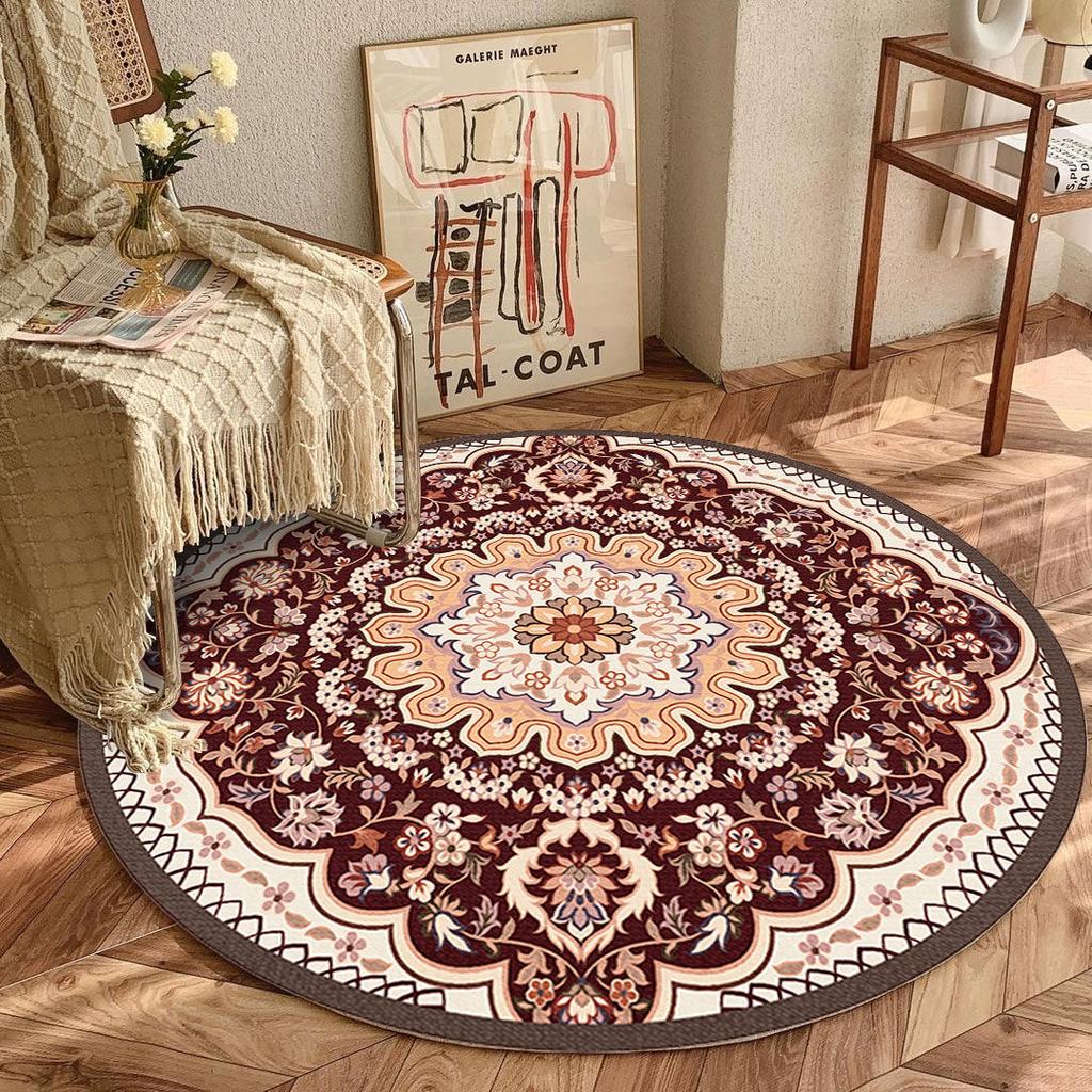 European Round Living Room Red Carpet 200x200 Decoration Home Balcony Hanging Chair Mat for Floor Rugs for Bedroom Kids Room