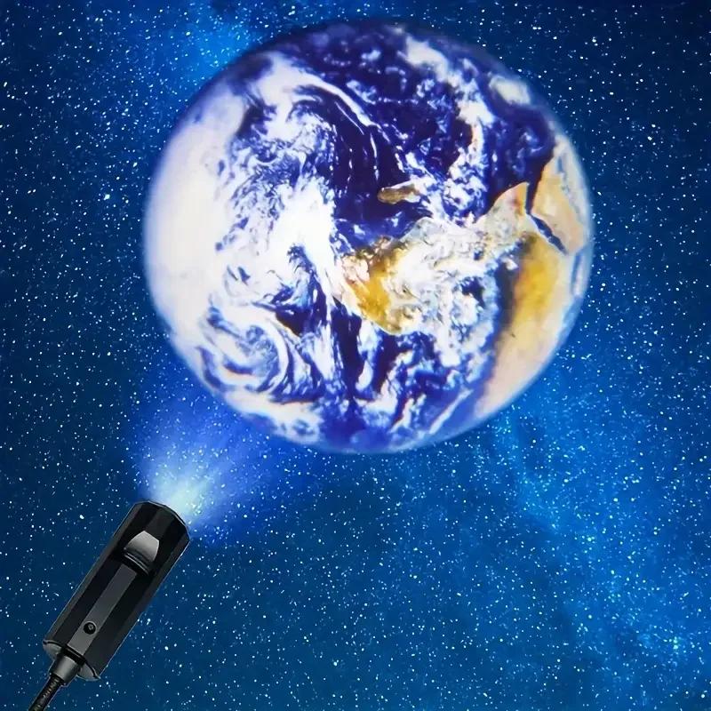 USB Ceiling Moon Earth Projection Atmosphere Light Starry Sky Lamp Night Light Romantic Bedroom Decoration Galaxy Projector
