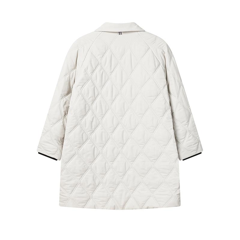 FILA Heritage Classic Minimalist Fashionable Casual Versatile Comfortable Warm Mid-Length Cotton Coat Women coats Light-Khaki F11W618908FLK
