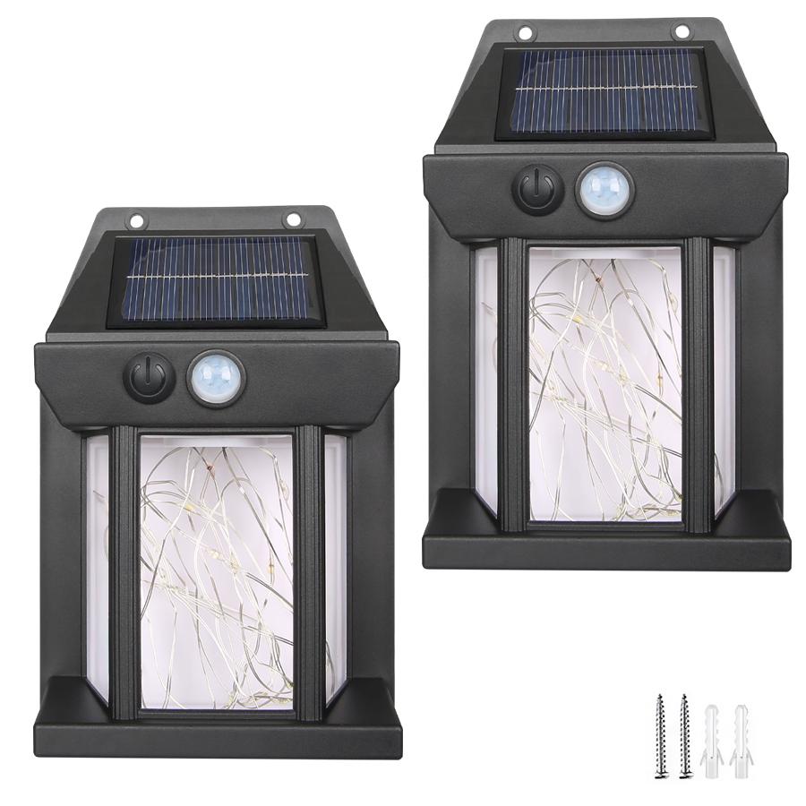 External Led Solar Wall Lamps Motion Sensor Light String Outdoor Waterproof Emergency Lantern Courtyard Garden Decoration Light