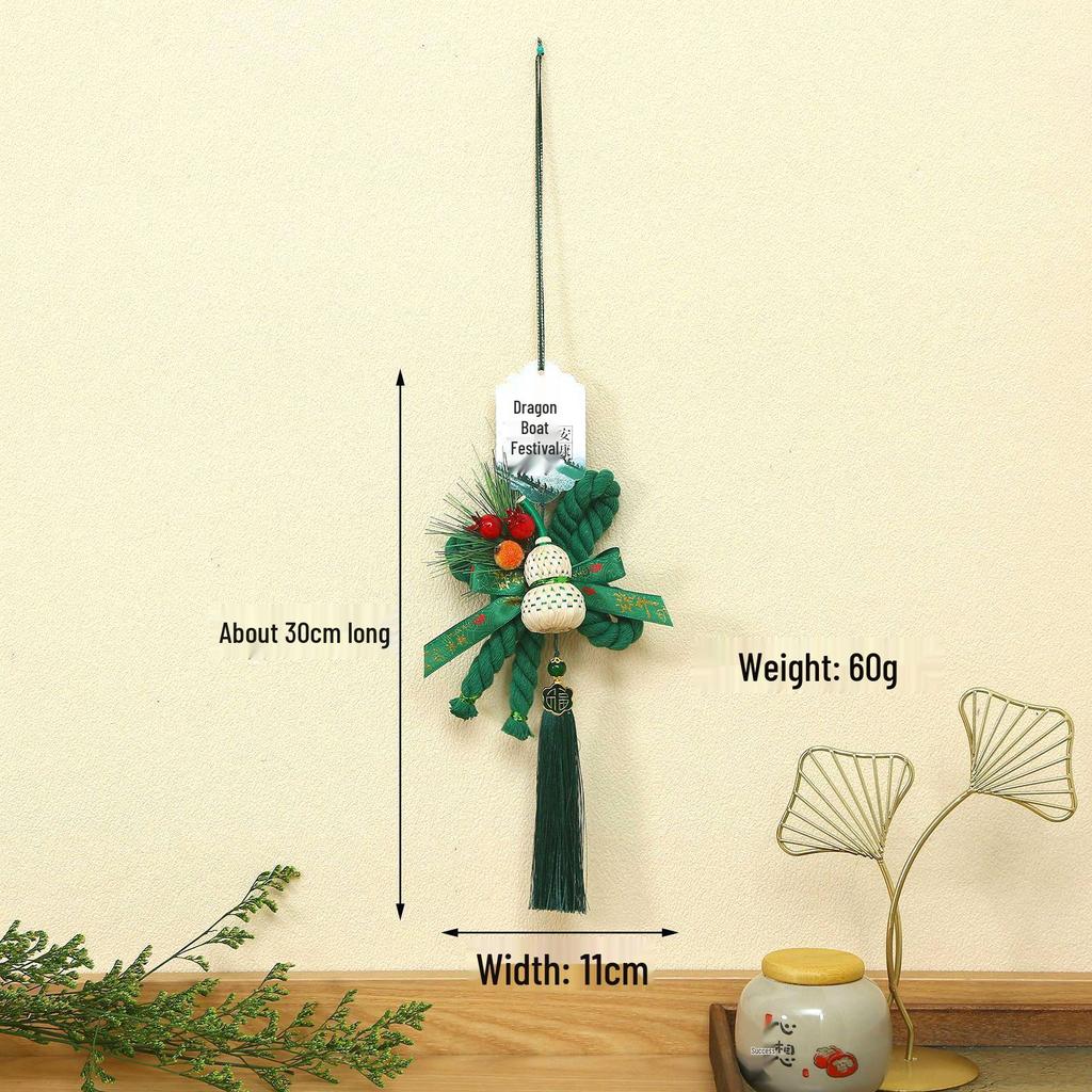 Dragon Boat Festival 2026 Hand-Woven Wanzi Knot Zongzi Pendant with Bell - New Home Decoration Ornament