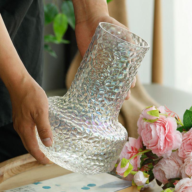 Honeycomb Big Belly Glass Vase Flower Arrangement Decoration Home Room Coffee Table Furnishing Ornament Office Study Accessories