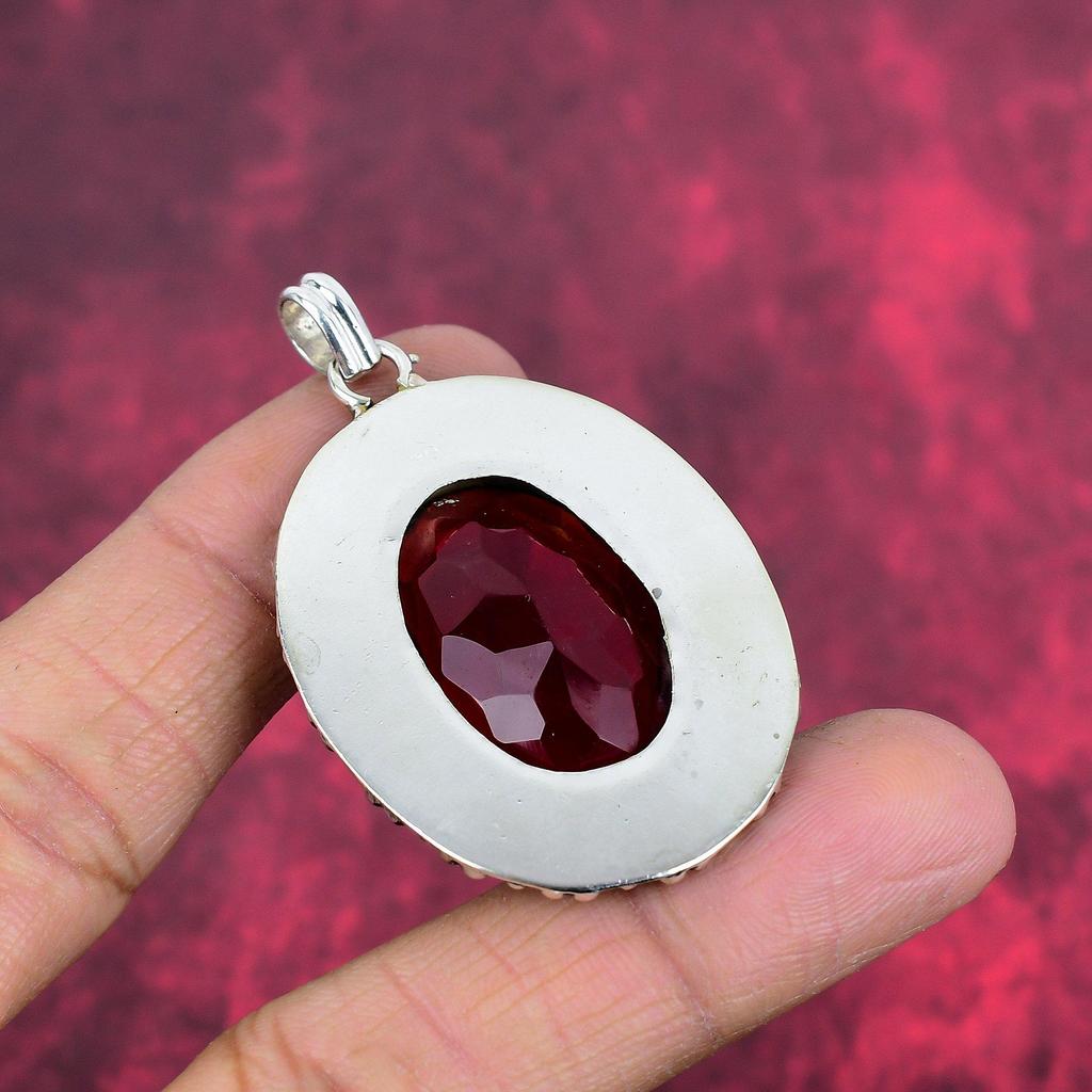 Red Garnet Pendant, 925 Solid Sterling Silver Jewelry, Gemstone Pendant, Gift For Her Handmade Dainty Jewelry