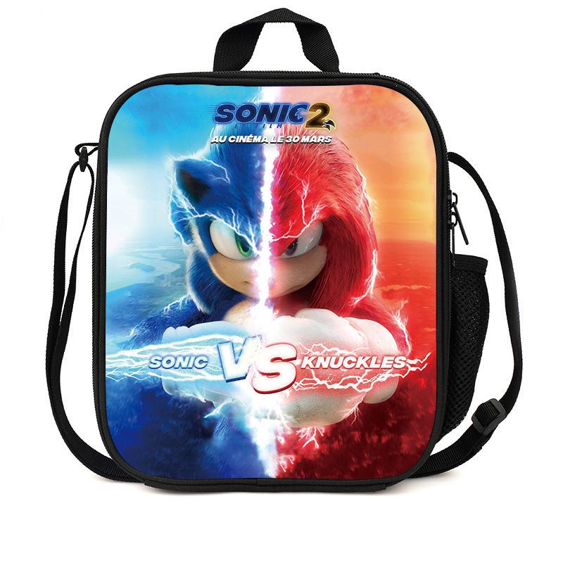 Sonic Lunch Bag Student Picnic Bag Oxford Cloth Cartoon Printed Portable Lunch Box Bag