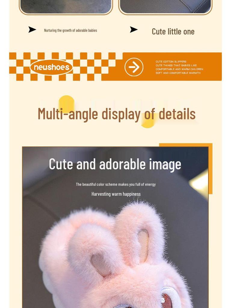 Kids' Winter Cotton Slippers: Cute and Cozy Velvet Fur for Toddlers and Children