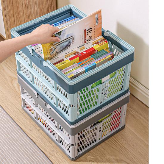 Inklapbare Opbergkrat Plastic Opvouwbare Opbergmand Grote Capaciteit Stapelbare Krat met Handvatten voor Kantoor Slaapkamer Keuken Speelkamer