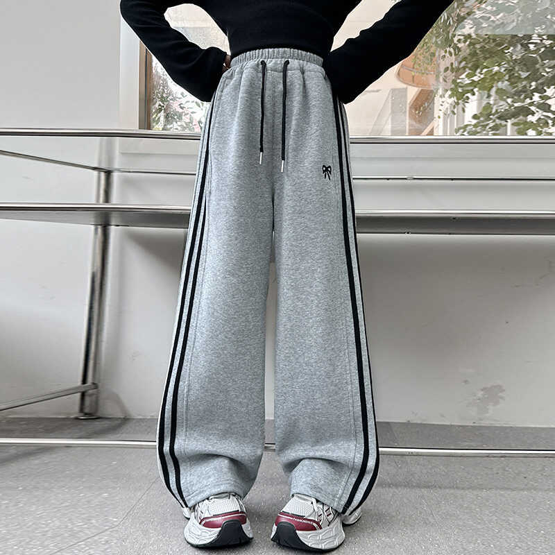 Calças Esportivas para Menina Adolescente Primavera Calças Casuais de Perna Larga Calças Retas Soltas Infantis Roupas de Outono para Crianças