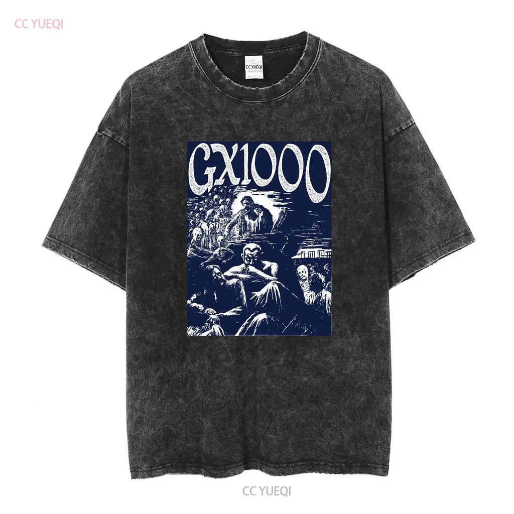 GX1000 Mens Size L T Shirt Sunset Black Design Vintage Washed Casual Top For Everyday Wear Graphic Fashion Versatile Homme