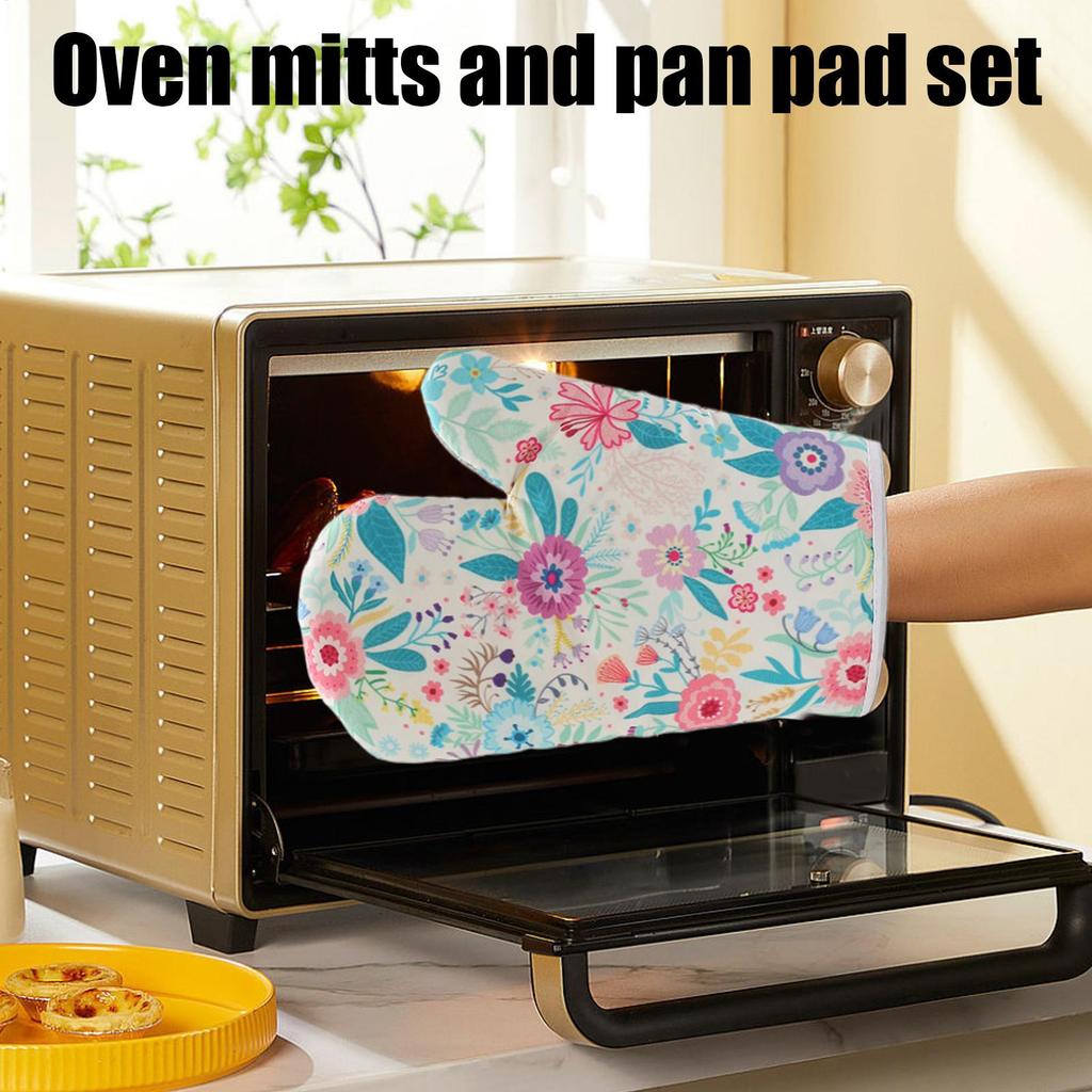 Pot Holders And Oven Mitts Heat-Resistant Gloves Potholders Kitchen Oven Mitts Pan Rack Set For Microwave Pan Plate Bowl Bakery