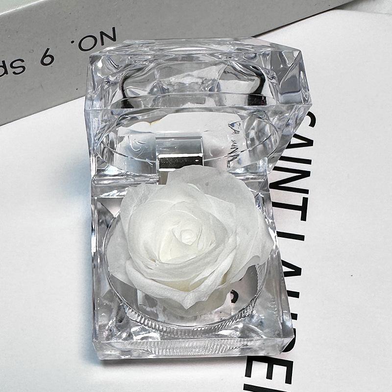 

Preserved Rose Jewelry Box Acrylic Transparent Eternal Flower Case Valentine s Day Gift Box for Ring Necklace Proposal Jewelry білий