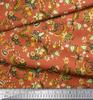 Soimoi Japan Crepe Satin Fabric Leaves & Floral Artistic Decor Fabric Printed Metre 42 Inch