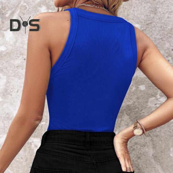 Kadın Yelek Yuvarlak Yaka Kolsuz Parlak Payetli Dekorasyon Atletler Oyuk Tasarım Slim Fit Kamisol Günlük Giyim