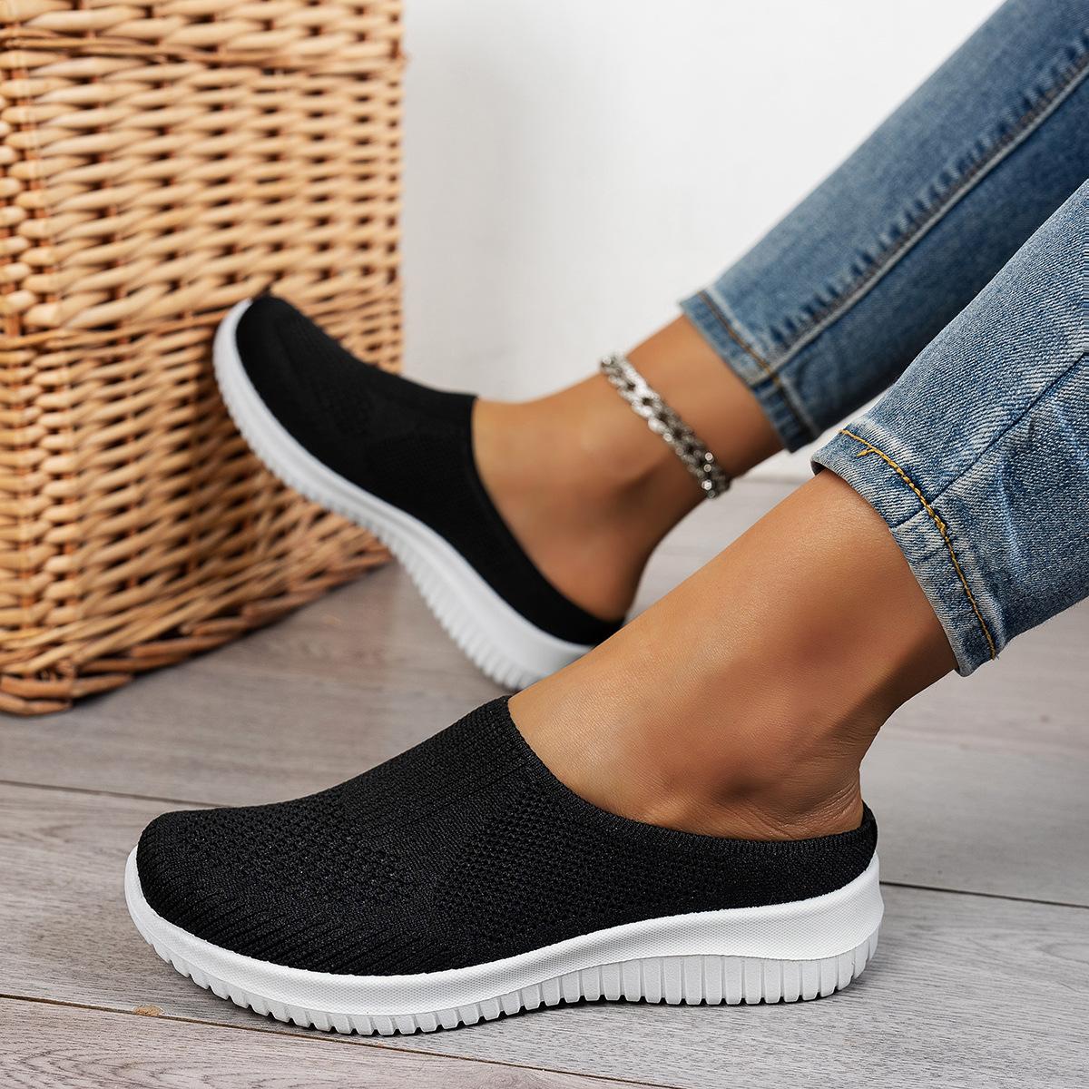 Sunshine s Shoes Dames Schoenen, Nieuwe Zomer Stijl Halve Pantoffels, Moeder-stijl Schoenen met Zachte Zool en Ademend Ontwerp voor Dames Casual Kleding. 36 zwart