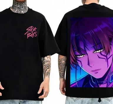 2026 Summer Kpop Devil Hunter Saja Boy T-shirt KPop Demon Hunters Casual Anime Cotton T-shirt Top Suitable Men Women Streettwear