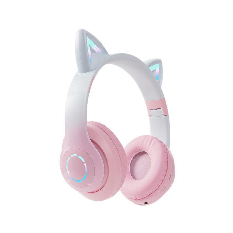 Gradient Color Bluetooth Over-Ear Headphones with LED and Card Slot for Sports