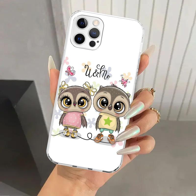Cartoon Cute Owl LoveLy Phone Case for Iphone 17 Air 16 15 Plus 14 13 Mini 12 11 Pro Max 16E 7 8 SE 2020 Soft Funda Print Shell